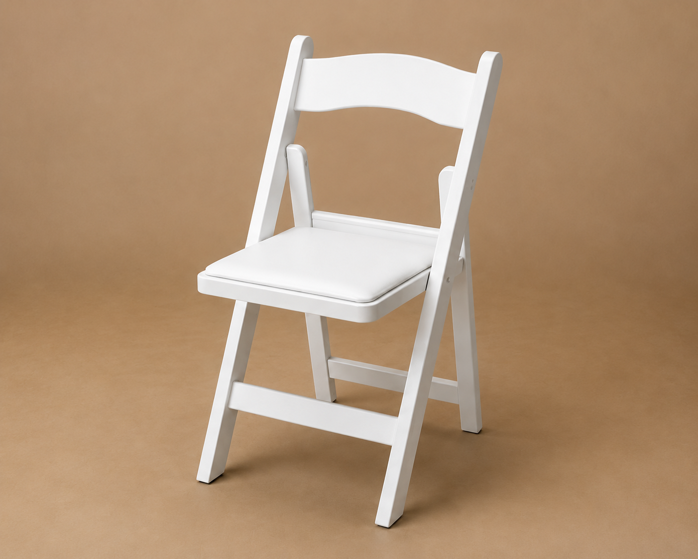White padded resin event chair rental in Turlock, California
